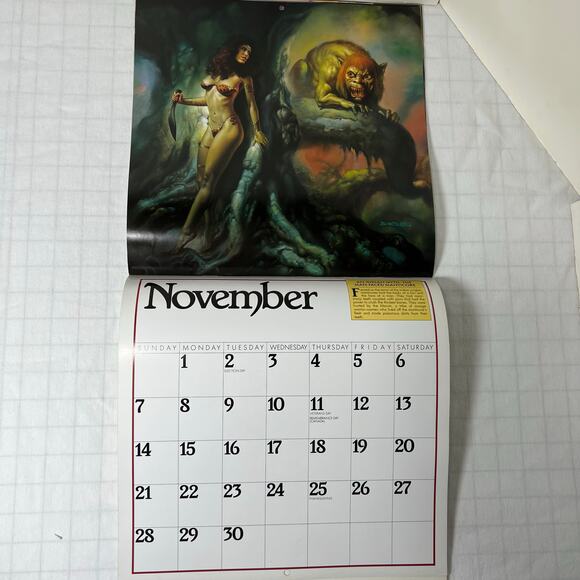 1993 Boris Vallejo Mythology Calendar - Unused same dates again in 2027 /38 - Picture 5 of 16